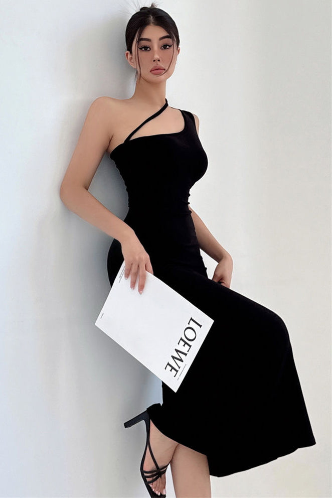 Sexy Women Slash Neck Knit Stretch Maxi Dress