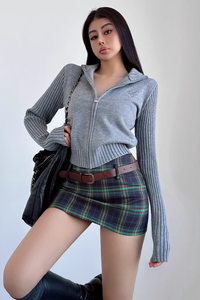 Fashion High Neck Knitwear Zip Coat