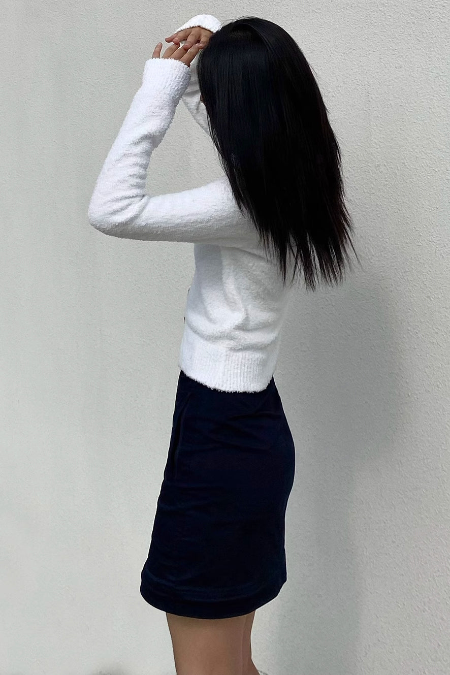 Buttoned Front Ribbed Knit Sweater