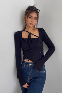 Women's Asymmetrical Hem Rib-knit Sweater Tops Shirt