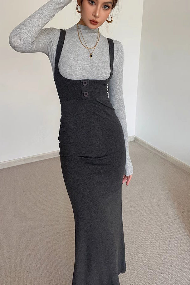 Women's Buckle Detail Halter Dress