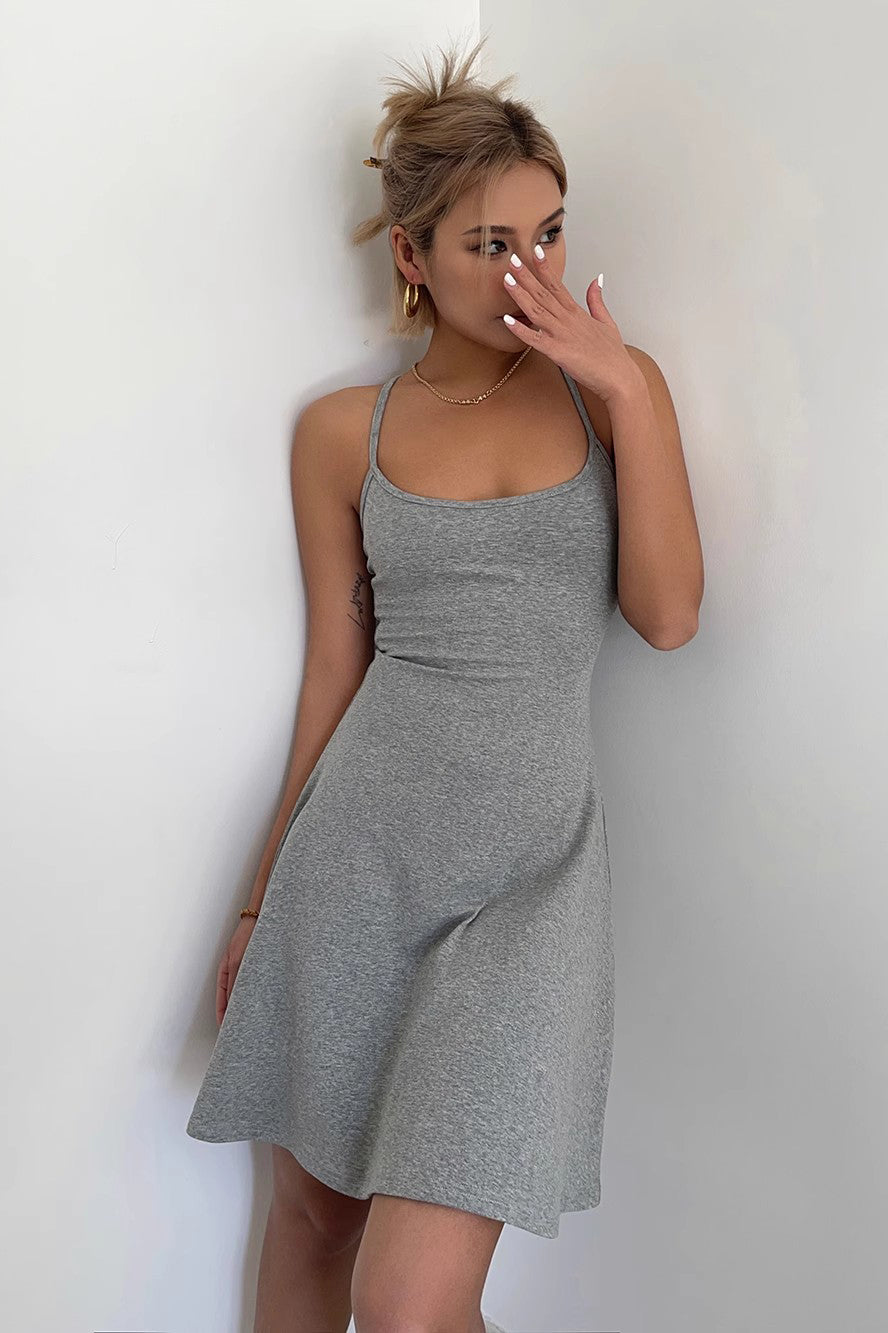 Women's Sexy Sleeveless Scoop Neck Lace Up Back Dress