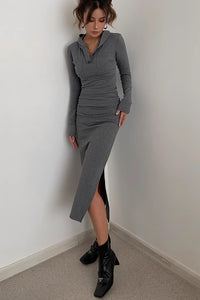 Women's Long Sleeve Sexy Bodycon Dress with Cap