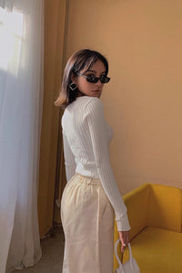 Women's Fashion Rib-knit Wrap V Neck Sweater