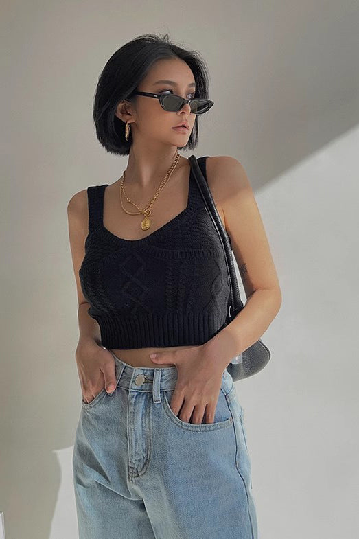 Women's Fashion Sweater Crop Tank Top