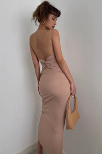 Women's Sleeveless Crisscross Back Bodycon Dress