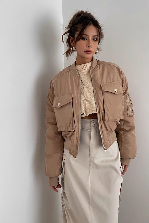 Zip Detail Pocket Side Cargo Jacket Coat Outwear – TOP SHOW