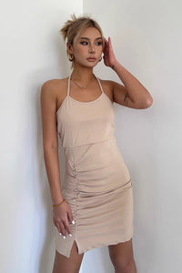 Women's Tie Back Split Hem Bodycon Dress
