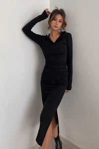 Women's Long Sleeve Sexy Bodycon Dress with Cap