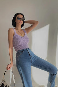 Women's Fashion Sweater Crop Tank Top