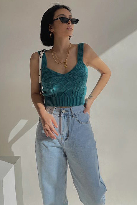 Women's Fashion Sweater Crop Tank Top