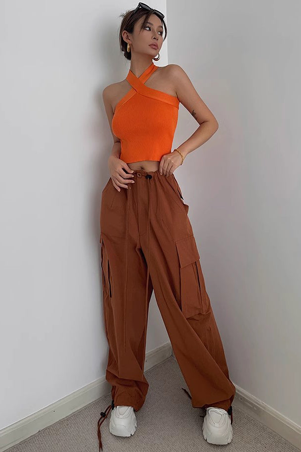 Zip Detail Drawstring Waist Cargo Pants – TOP SHOW