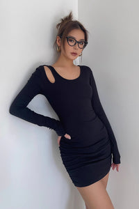 Women's Sexy Ribbed Long Sleeve Bodycon Dress