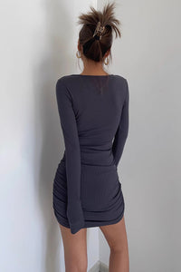 Women's Sexy Ribbed Long Sleeve Bodycon Dress