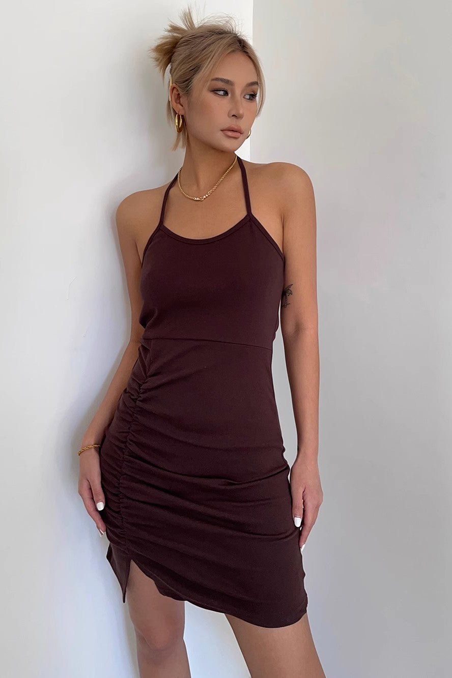 Women's Tie Back Split Hem Bodycon Dress