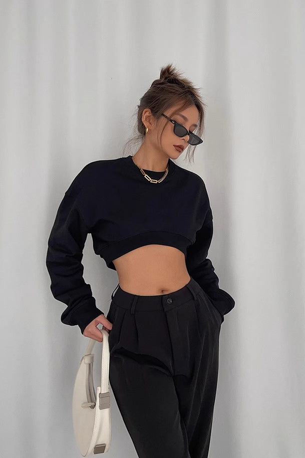 Women's Long Sleeve Ribbed Outwear Crop Sweaters