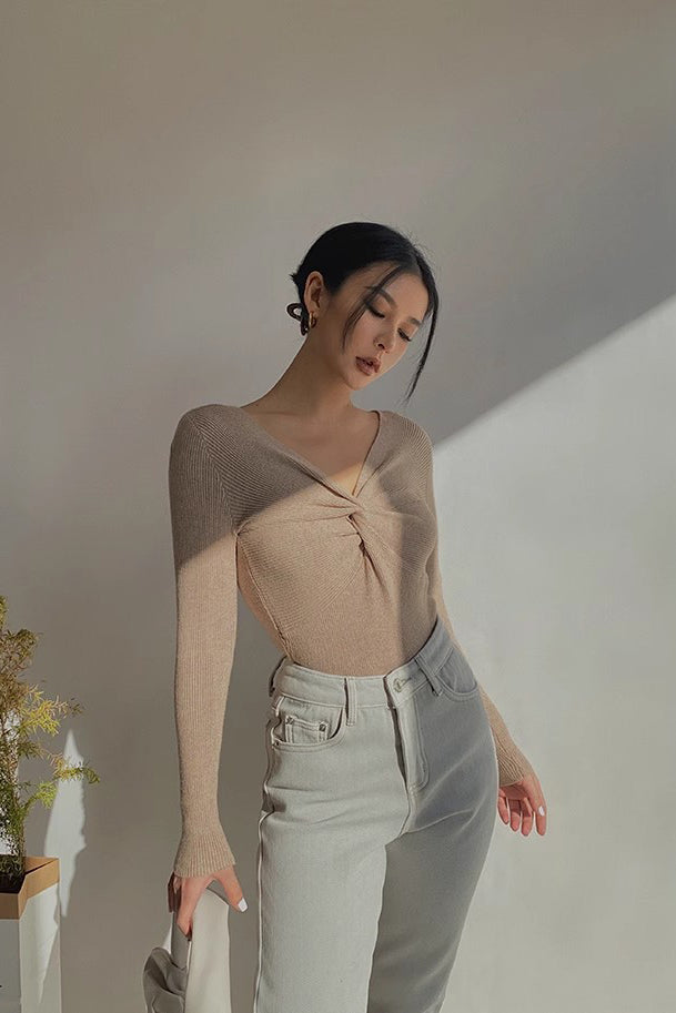 Women's CrissCross Front Lonng Sleeve Tops Shirt