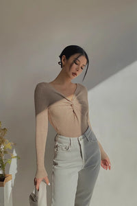 Women's CrissCross Front Lonng Sleeve Tops Shirt