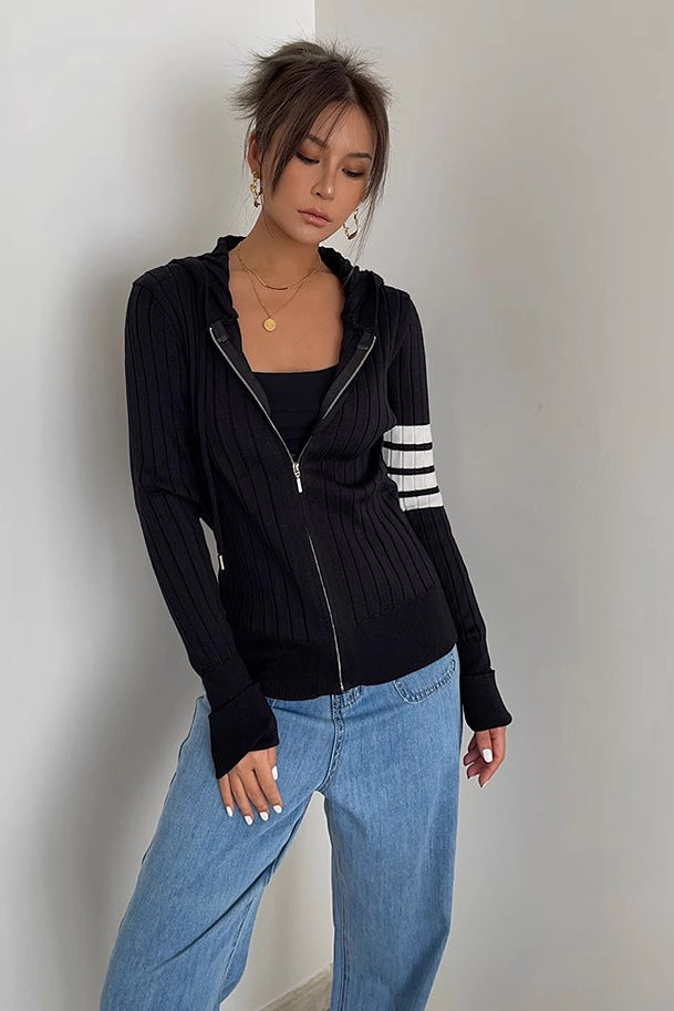 Women's Open Front Sweatshirt Fashion Rib-Knit Hooded – TOP SHOW