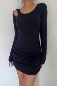 Women's Sexy Ribbed Long Sleeve Bodycon Dress