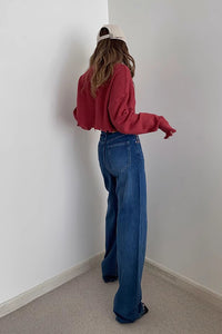 Ripped Rib-knit Raw Trim Sweater Tops