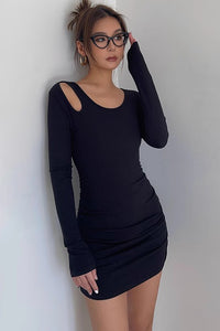 Women's Sexy Ribbed Long Sleeve Bodycon Dress