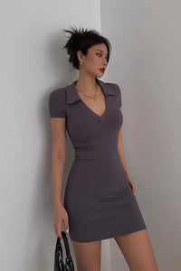 Women's Sexy Wrap V Neck Ribbed Bodycon Dress