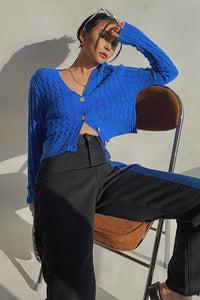 Women's Long Sleeve Cable Knit Button Cardigan Sweater Open Front Outwear Coat