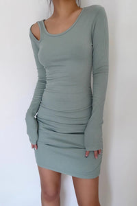 Women's Sexy Ribbed Long Sleeve Bodycon Dress