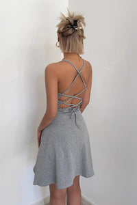 Women's Sexy Sleeveless Scoop Neck Lace Up Back Dress