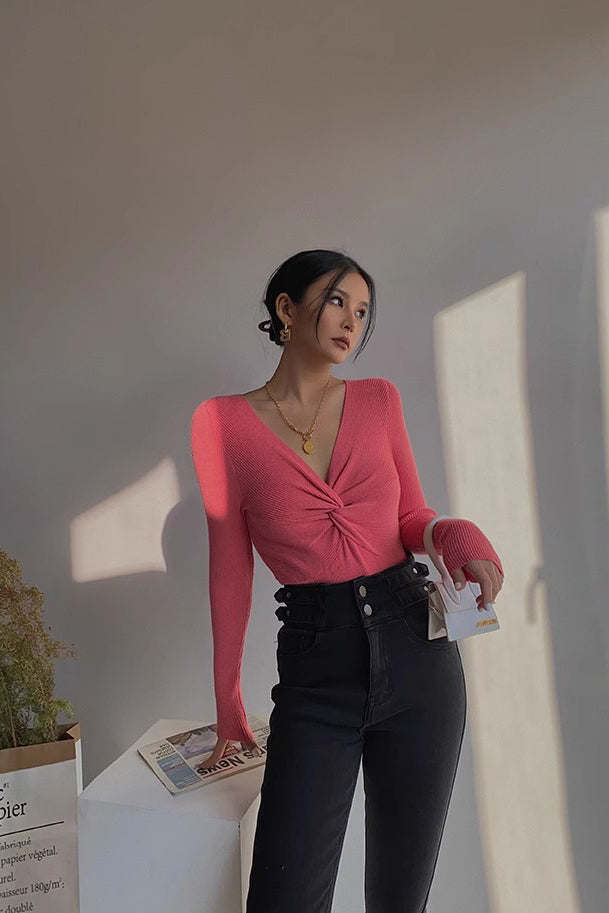 Women's CrissCross Front Lonng Sleeve Tops Shirt