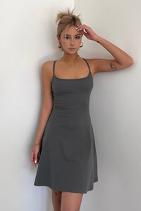 Women's Sexy Sleeveless Scoop Neck Lace Up Back Dress