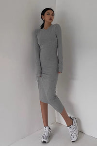 Women's Sexy Crew Neck Long Sleeve Bodycon Dress