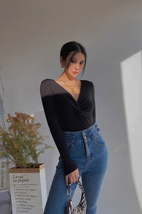 Women's CrissCross Front Lonng Sleeve Tops Shirt