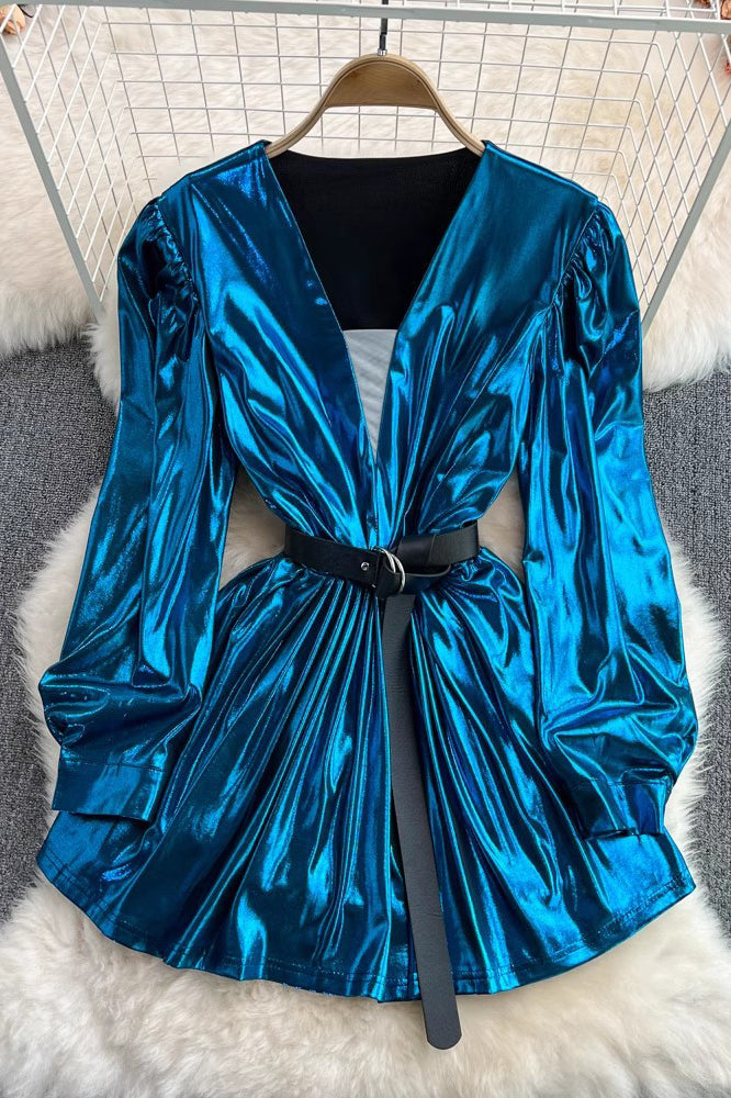 chinese dress ladies Short Ruffle Long Sleeve Mini Dress – The Dress Outlet
