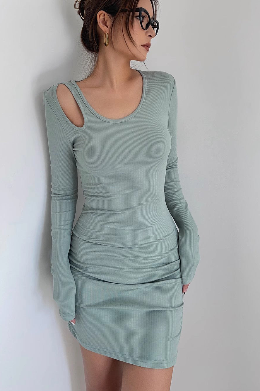 Women's Sexy Ribbed Long Sleeve Bodycon Dress