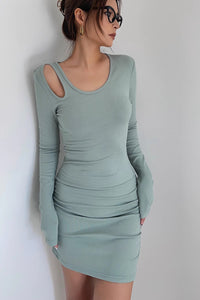 Women's Sexy Ribbed Long Sleeve Bodycon Dress