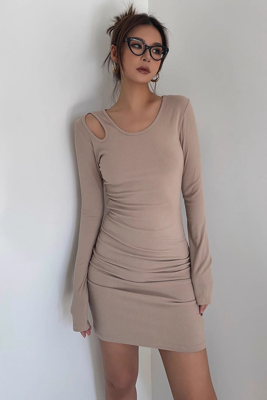 Women's Sexy Ribbed Long Sleeve Bodycon Dress
