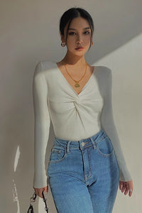 Women's CrissCross Front Lonng Sleeve Tops Shirt