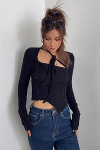 Women's Asymmetrical Hem Rib-knit Sweater Tops Shirt