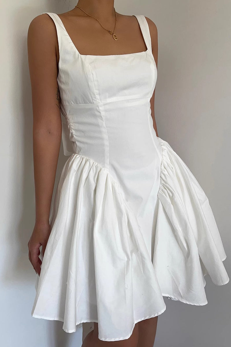 Lace-Up Ruffled Hem High-Low Dress