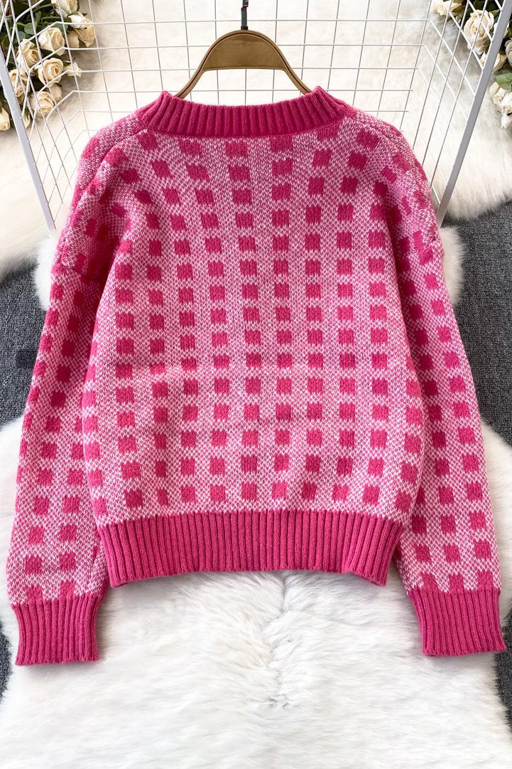 Fashion Women Plaid Knit Long Sleeve Cardigan Coat – TOP SHOW