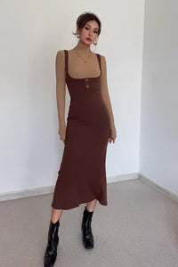 Women's Buckle Detail Halter Dress