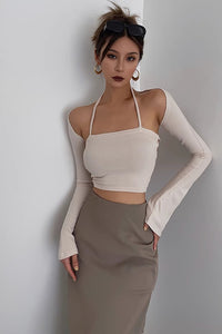Women's Sexy Long Sleeve Ribbed Fitted Tops Shirt