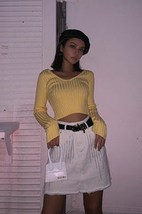 Women's Fashion Rib-knit Wrap V Neck Sweater