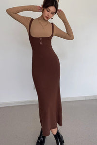 Women's Buckle Detail Halter Dress