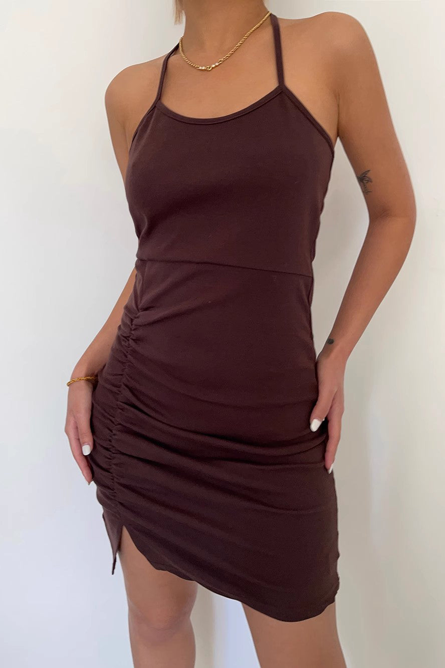 Women's Tie Back Split Hem Bodycon Dress
