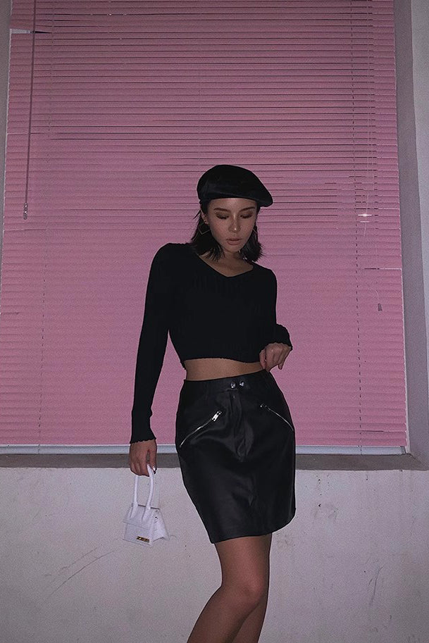 Women's Fashion Rib-knit Wrap V Neck Sweater