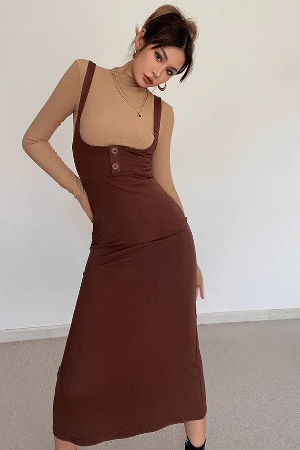 Women's Buckle Detail Halter Dress
