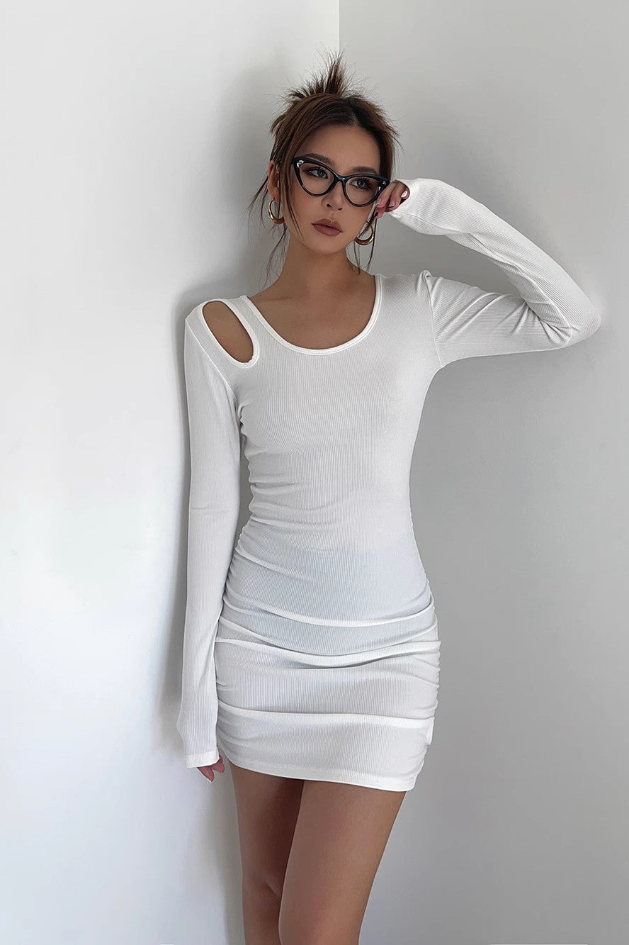 Women's Sexy Ribbed Long Sleeve Bodycon Dress